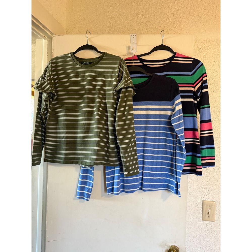 2‎ Talbots 1 Lauren Ralph Lauren Shirt Bundle Stripped Size M Classic Capsule